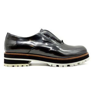 Pertini Charcoal Shimmer Leather Jeweled Slip On Loafers Shoes Women's 38 / 7